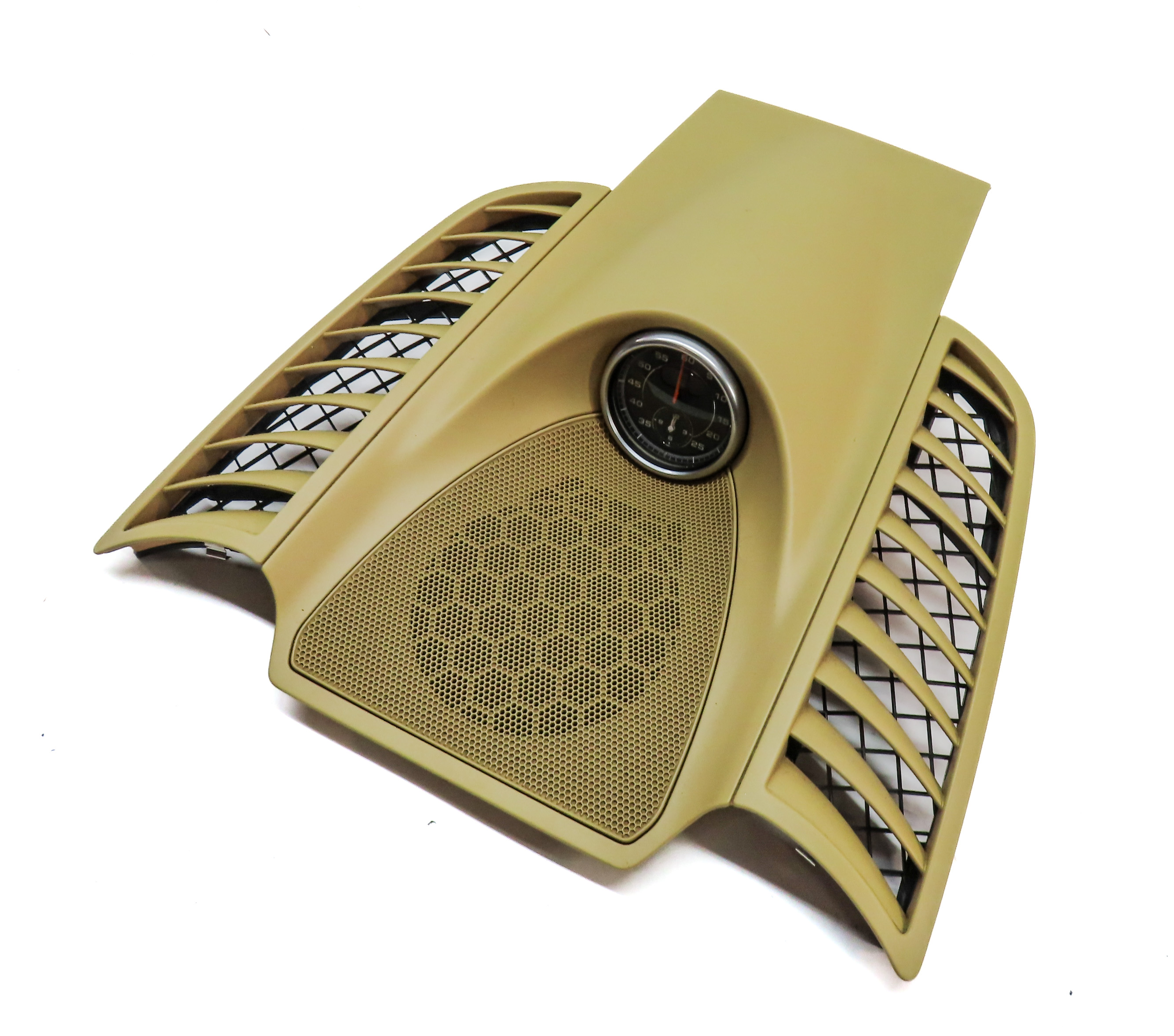 2012 PORSCHE CAYENNE (958) FRONT CENTER DASH SPEAKER GRILLE w/CLOCK (Beige) — exact item pictured